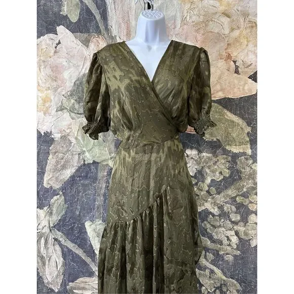 New Anthropologie Biscayne Ruffle Wrap Dress size L - Picture 9 of 10